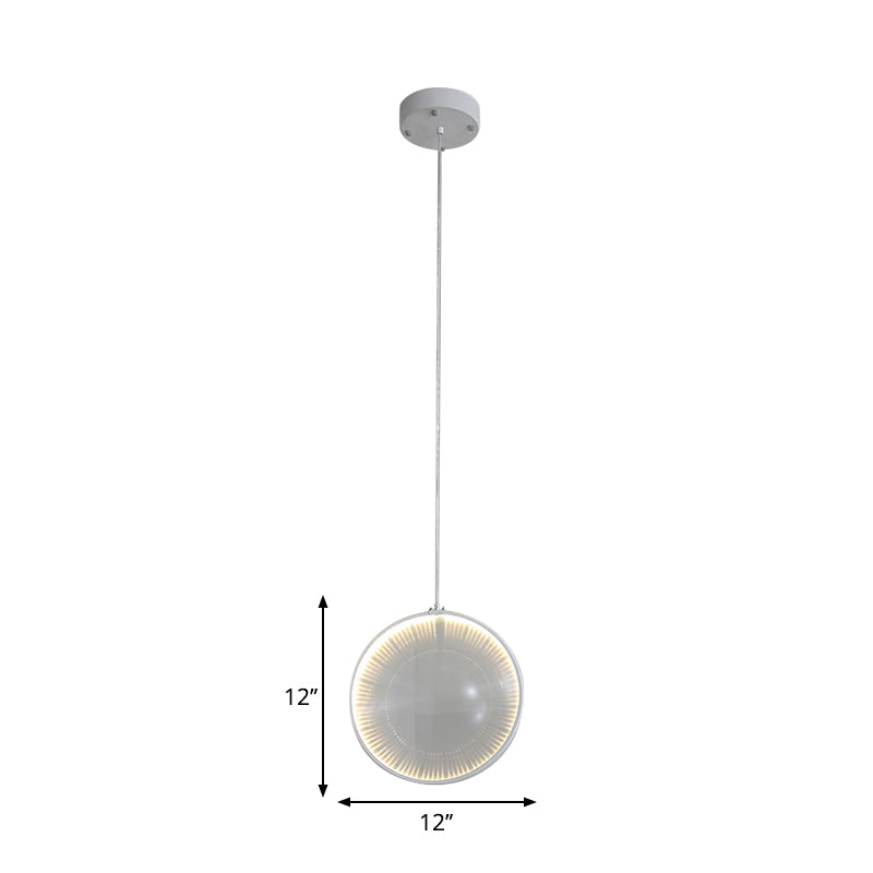 Lampe à pendule à lentille en verre blanc - Simplicité, 8"/10"/12" de large, 1 ampoule, suspension pour chambre à coucher