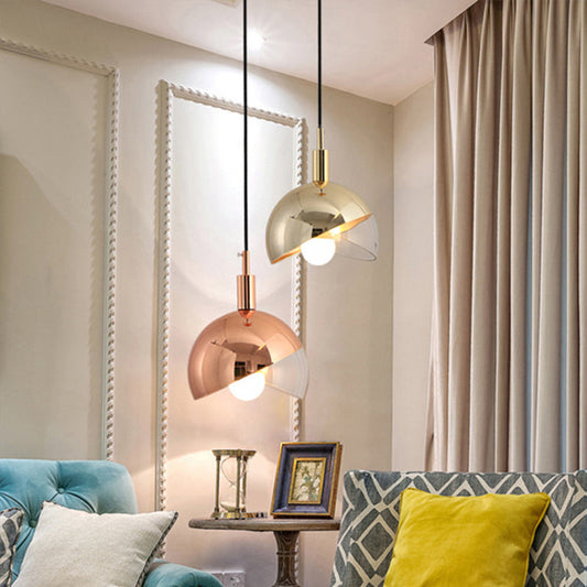 Post-Modern Gold/Rose Gold Swivel Dome Shade Pendant Light for Dining Room