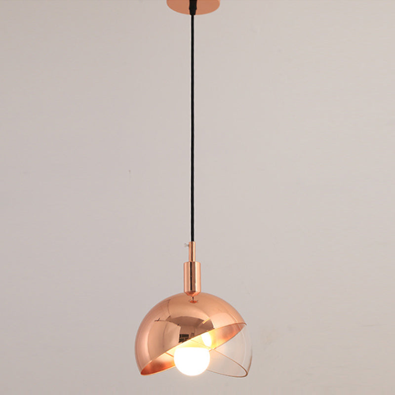 Post-Modern Gold/Rose Gold Swivel Dome Shade Pendant Light for Dining Room