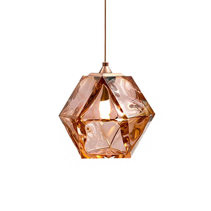 Modern Geometric Pendant Light: White/Smoke Grey/Rose Gold Glass | Stylish Dining Room Ceiling Hang Lamp