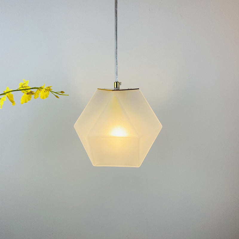 Modern Geometric Pendant Light: White/Smoke Grey/Rose Gold Glass | Stylish Dining Room Ceiling Hang Lamp