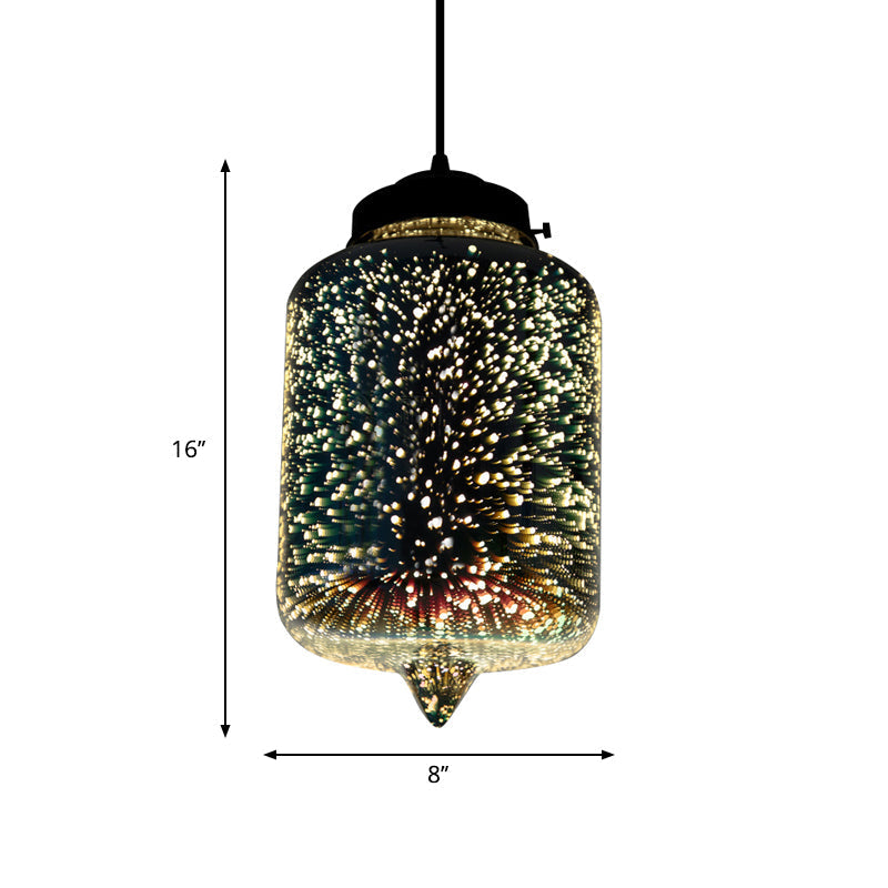 Suspension en verre coloré à 1 ampoule – Finition argentée