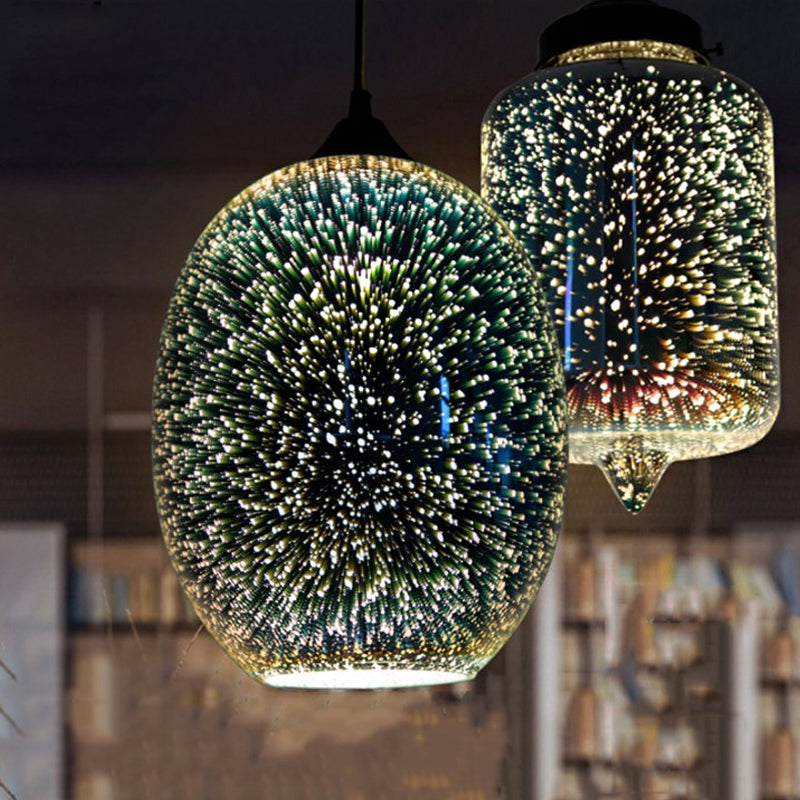 Suspension en verre coloré à 1 ampoule – Finition argentée