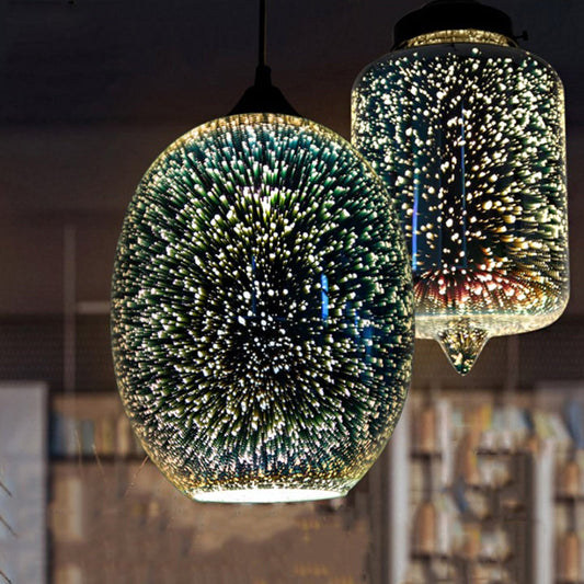 Colorful Glass Pendant 1-Light Hanging Light – Silver Finish