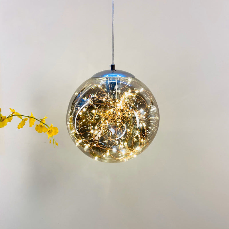 Postmodern LED Ceiling Light in Smoke Grey Glass & Chrome/Black - Perfect for Dining Room