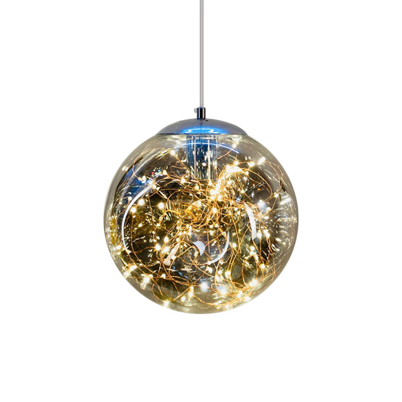 Postmodern LED Ceiling Light in Smoke Grey Glass & Chrome/Black - Perfect for Dining Room