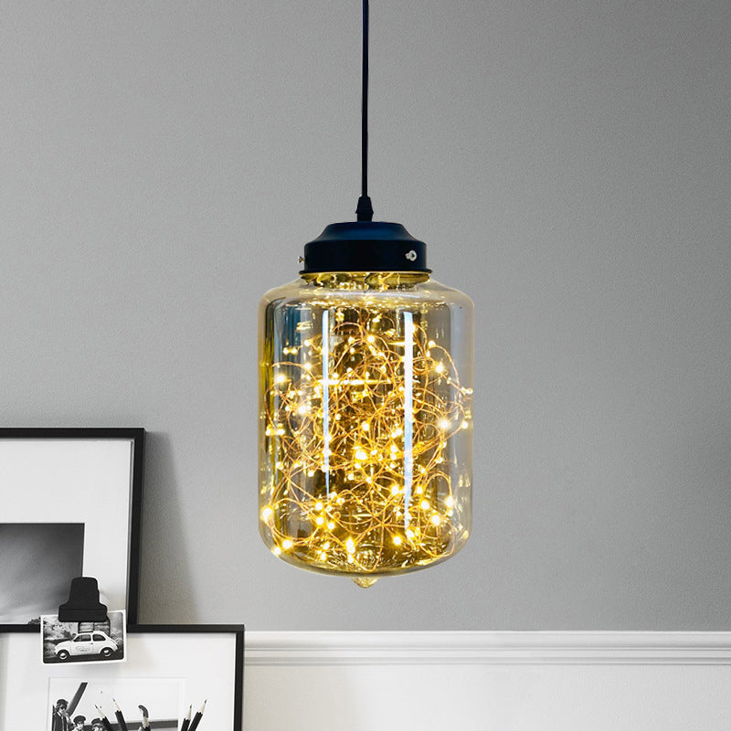Postmodern LED Ceiling Light in Smoke Grey Glass & Chrome/Black - Perfect for Dining Room