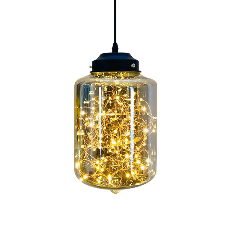 Postmodern LED Ceiling Light in Smoke Grey Glass & Chrome/Black - Perfect for Dining Room