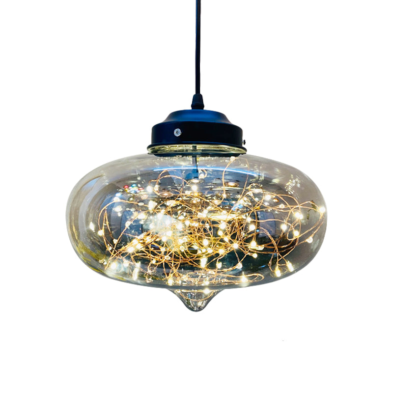 Postmodern LED Ceiling Light in Smoke Grey Glass & Chrome/Black - Perfect for Dining Room
