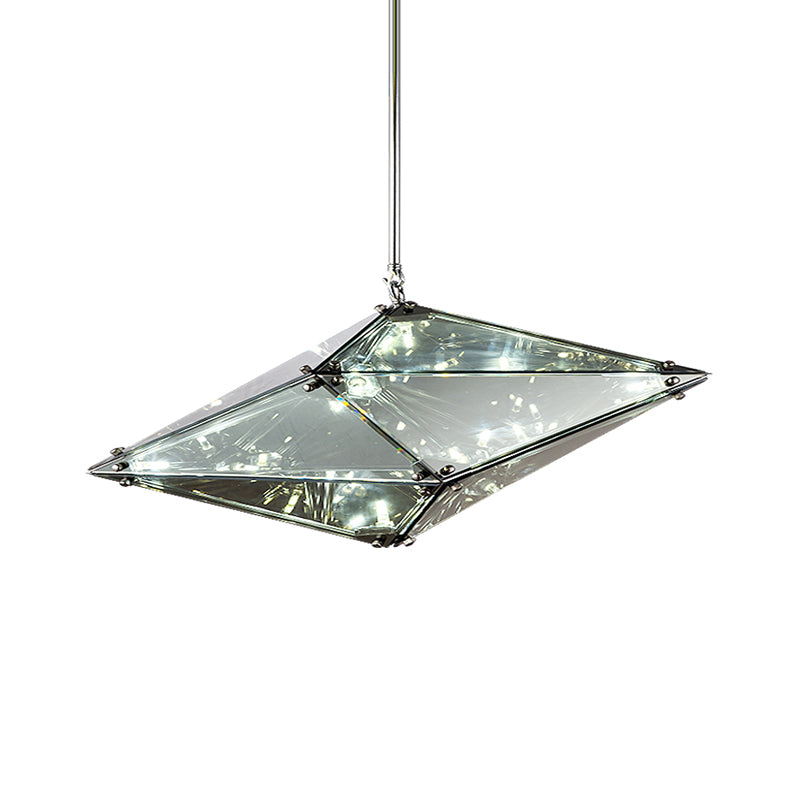 Smoky Grey Glass Gemstone Down Lighting Post-Modern Single-Bulb Black Ceiling Light