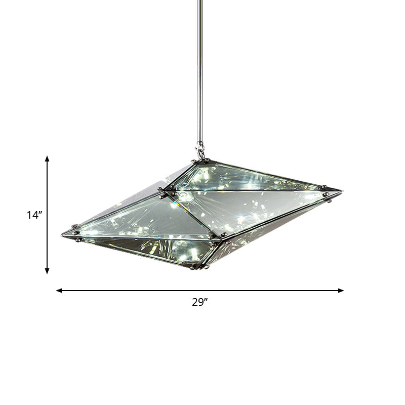 Smoky Grey Glass Gemstone Down Lighting Pendant in Post-Modern Style