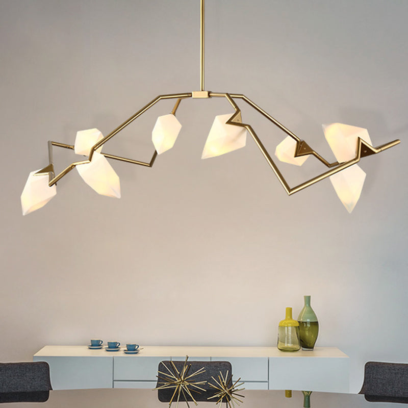 Modern Milk Glass Tree Branch Ceiling Suspension Lamp Black/Gold Hanging Light Fixture - 5/8 Bulbs