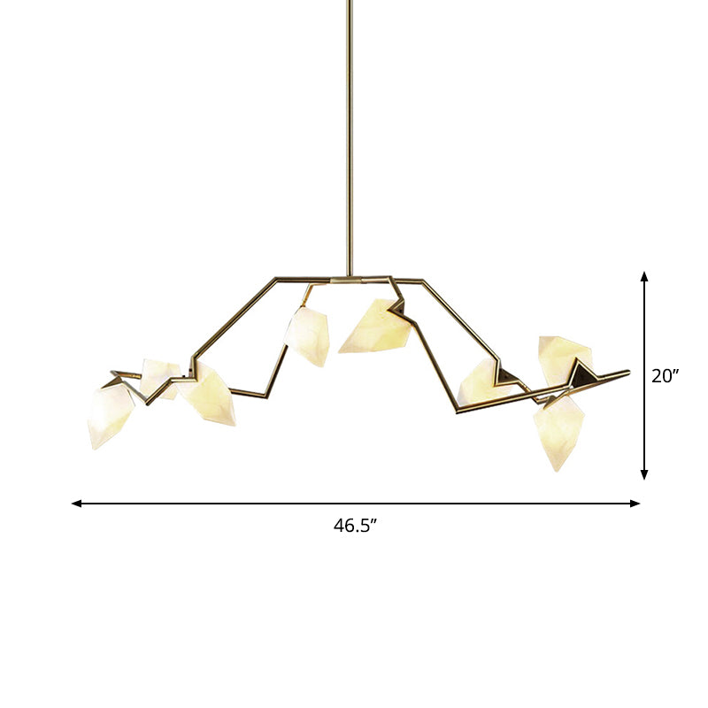 Modern Milk Glass Tree Branch Ceiling Suspension Lamp Black/Gold Hanging Light Fixture - 5/8 Bulbs