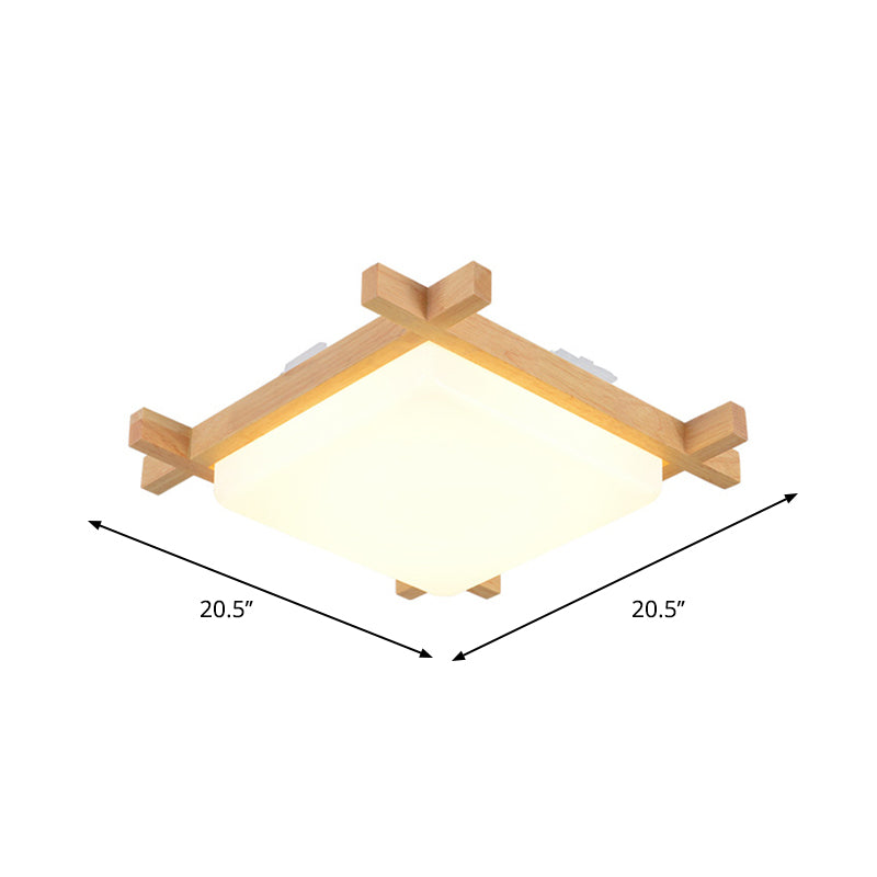 Nordic LED Acrylic Ceiling Lamp: Wood Chessboard Flush Mount Light Fixture (15"/16.5"/20.5") in Warm/White Light