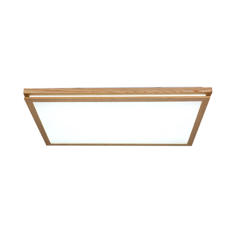 Modern Wood Flush Mount Led Ceiling Light For Living Room With Acrylic Shade 19.5/25.5/37.5 Width