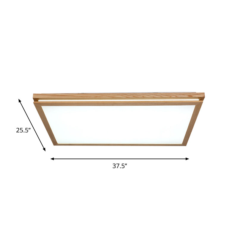 Modern Wood Flush Mount Led Ceiling Light For Living Room With Acrylic Shade 19.5/25.5/37.5 Width