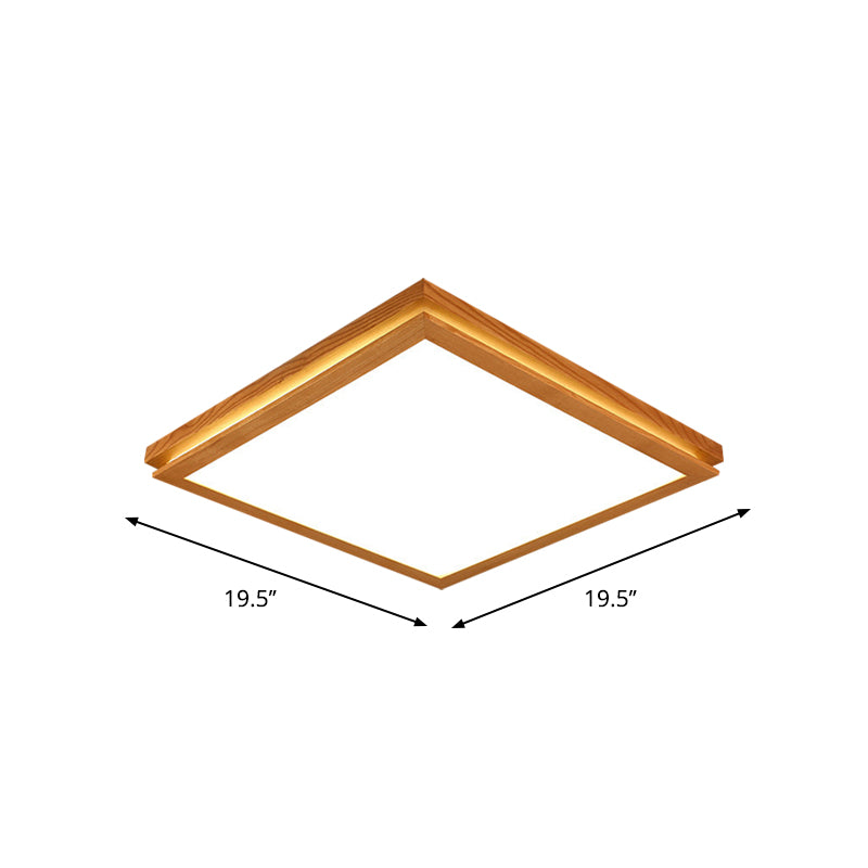 Modern Wood Flush Mount Led Ceiling Light For Living Room With Acrylic Shade 19.5/25.5/37.5 Width