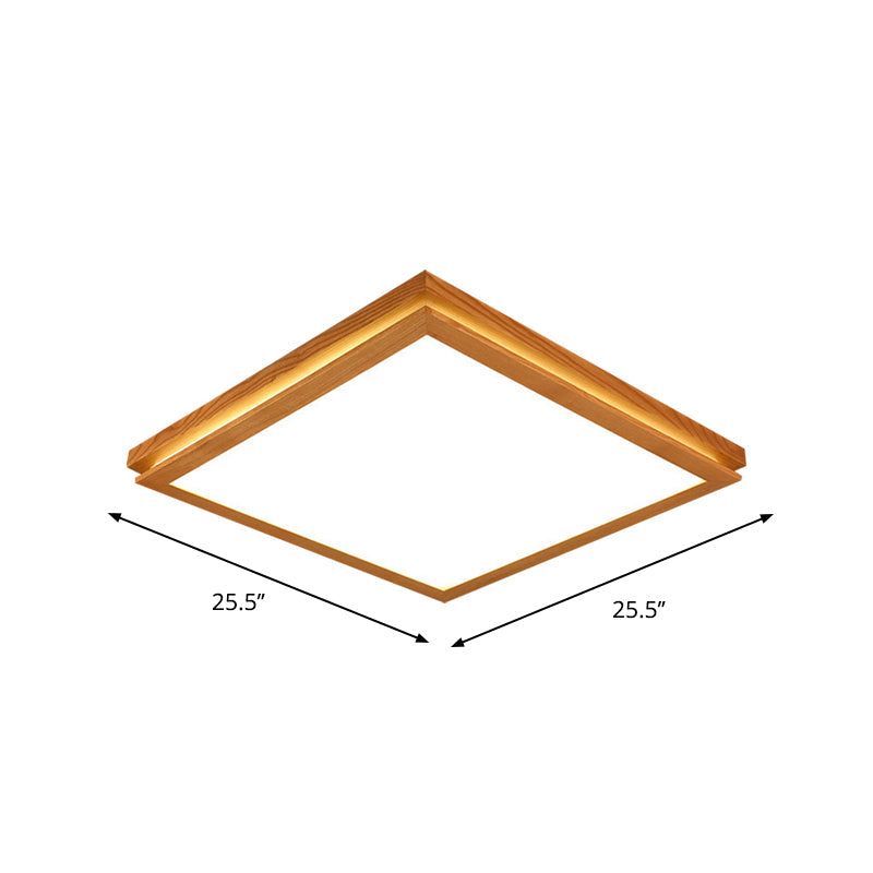 Modern Wood Flush Mount Led Ceiling Light For Living Room With Acrylic Shade 19.5/25.5/37.5 Width