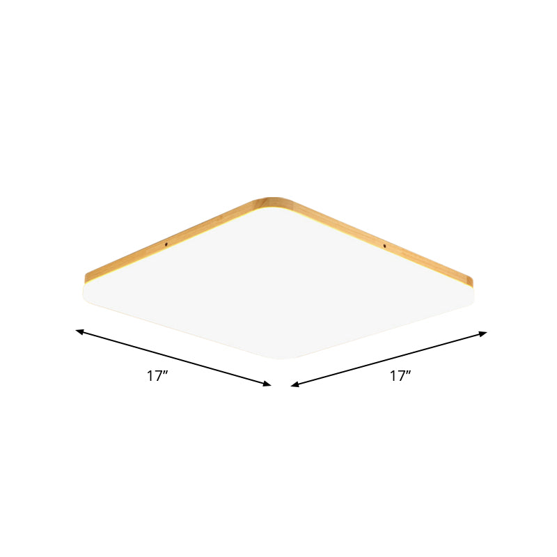 Simple & Slim Beige LED Ceiling Light in Square/Rectangle Shape for Living Room - 13"/25"/37.5" Width