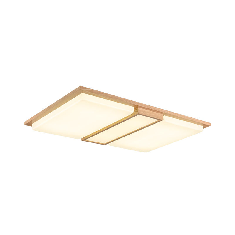 Simplicity Wooden Beige LED Flush Mount Ceiling Lamp in Warm/White Light, 17"/33.5"/40.5" Wide