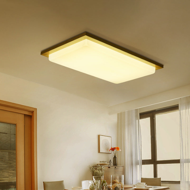 Simplicity Wooden Beige LED Flush Mount Ceiling Lamp in Warm/White Light, 17"/33.5"/40.5" Wide