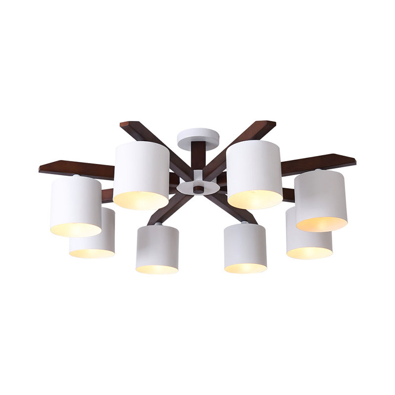 Lustre semi-encastré moderne marron et blanc - Plafonnier avec design en seau métallique (5/6/8 ampoules)