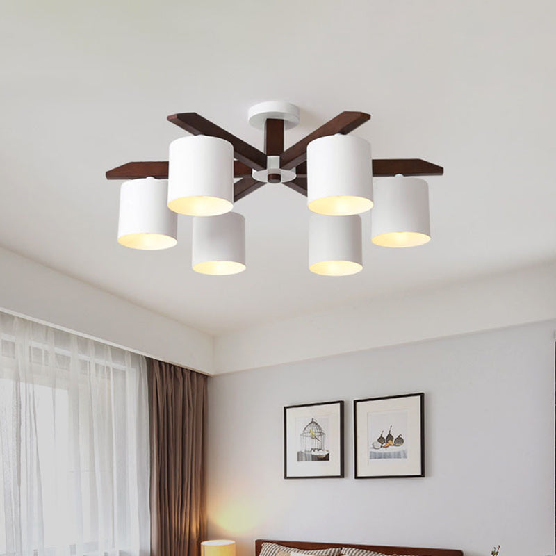 Lustre semi-encastré moderne marron et blanc - Plafonnier avec design en seau métallique (5/6/8 ampoules)