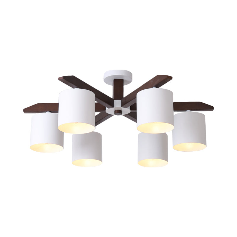 Lustre semi-encastré moderne marron et blanc - Plafonnier avec design en seau métallique (5/6/8 ampoules)