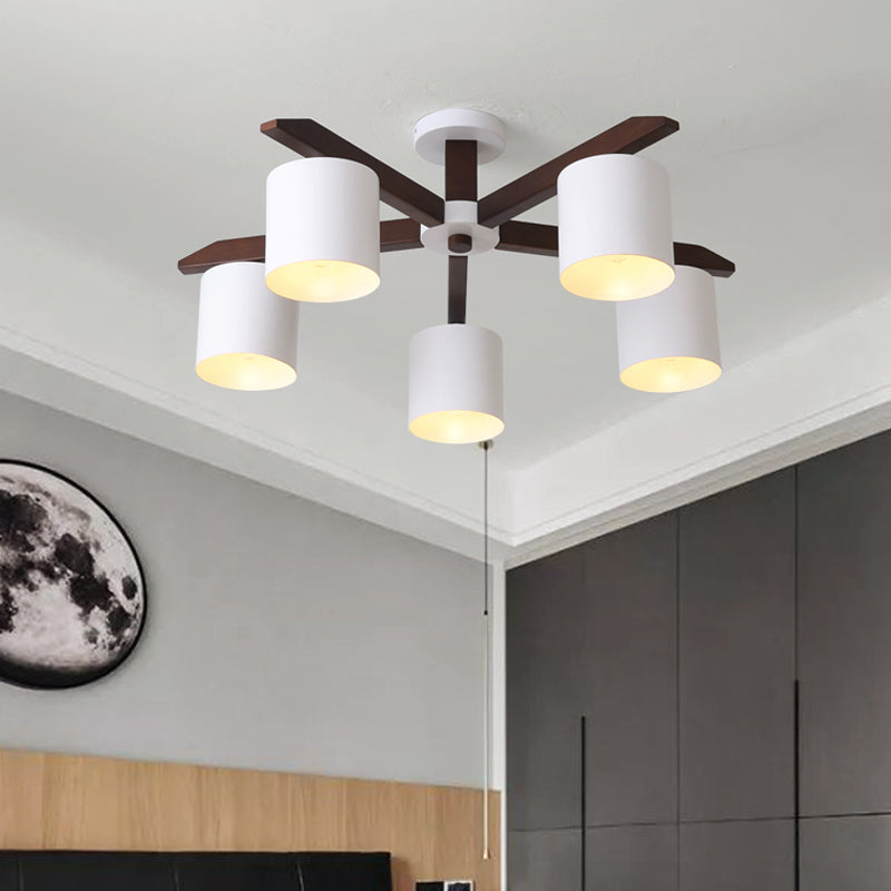 Lustre semi-encastré moderne marron et blanc - Plafonnier avec design en seau métallique (5/6/8 ampoules)