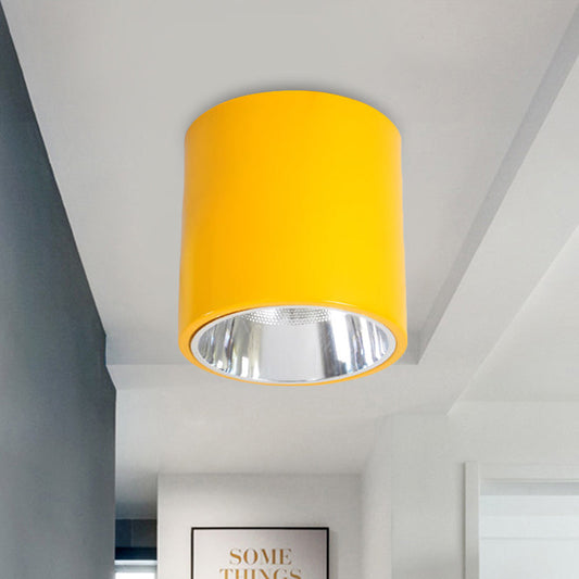 Metallic Cylinder Ceiling Mount Shop Light with Commercial Grade Cloth Shade