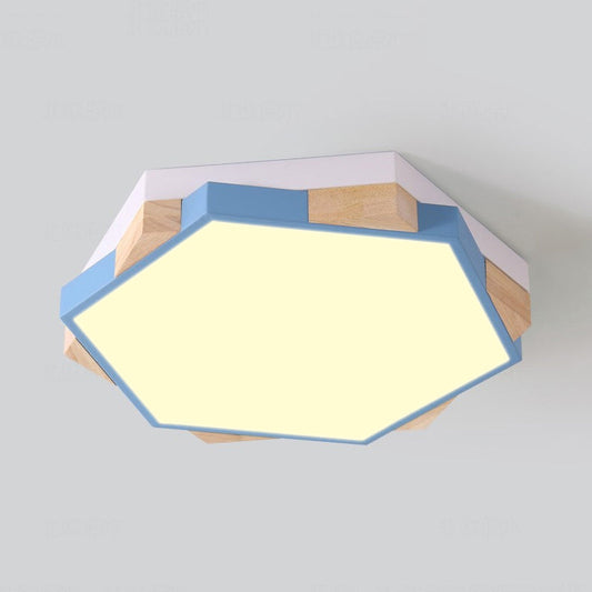 Nordic Style Pentagon Flushmount Ceiling Lamp for Study Room Corridor - Acrylic & Metal