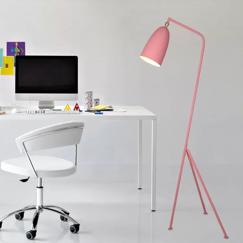 Macaron Loft Metal Floor Light With Domed Shade - One Bulb Candy Color Perfect For Meeting Rooms