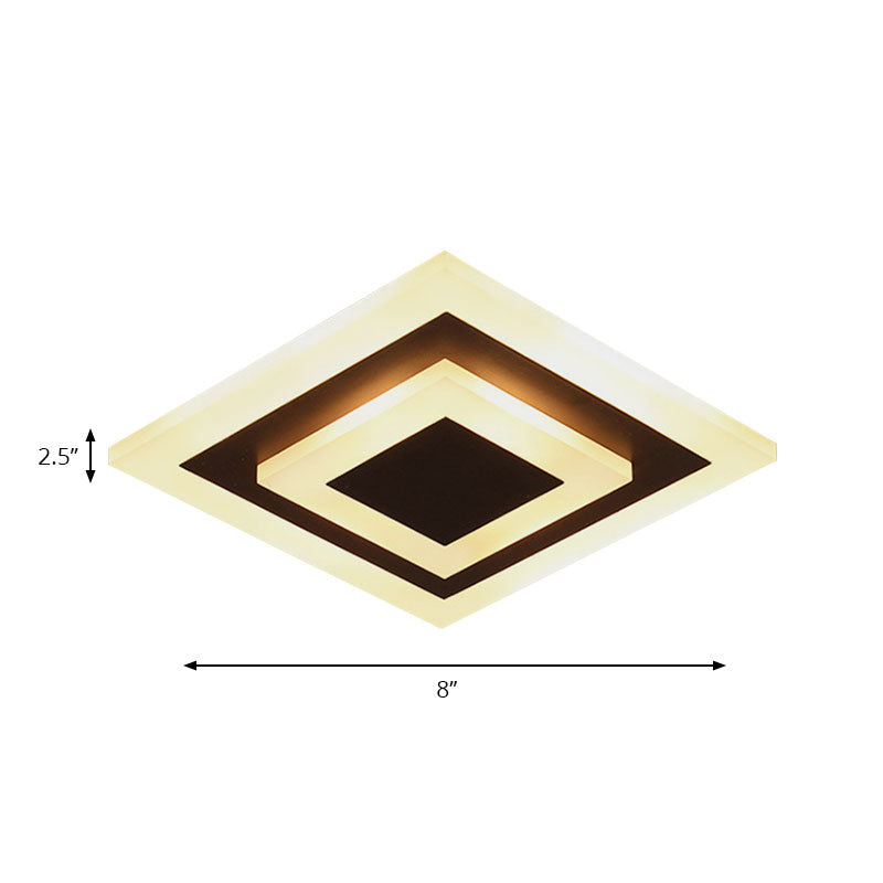 Plafonnier LED carré moderne en acrylique à encastrer - Lampe élégante pour couloirs et cuisines, café et blanc