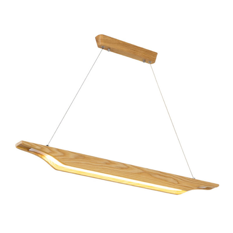 Modern Linear Wooden Pendant Light Fixture with LED, Beige, White/Warm/Natural Light