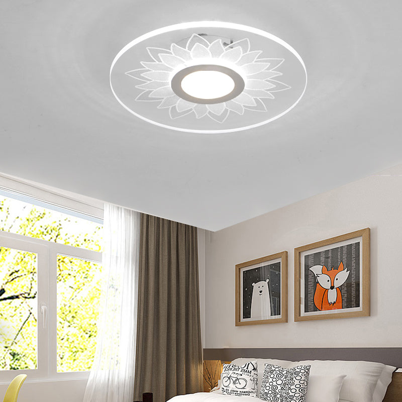 Kids Cartoon Led White Ceiling Lamp With Acrylic Flower Design