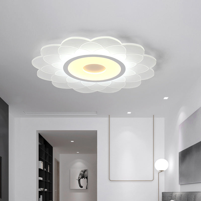 Cartoon White LED Flush Ceiling Light - Child's Bedroom Blossom Acrylic Fixture