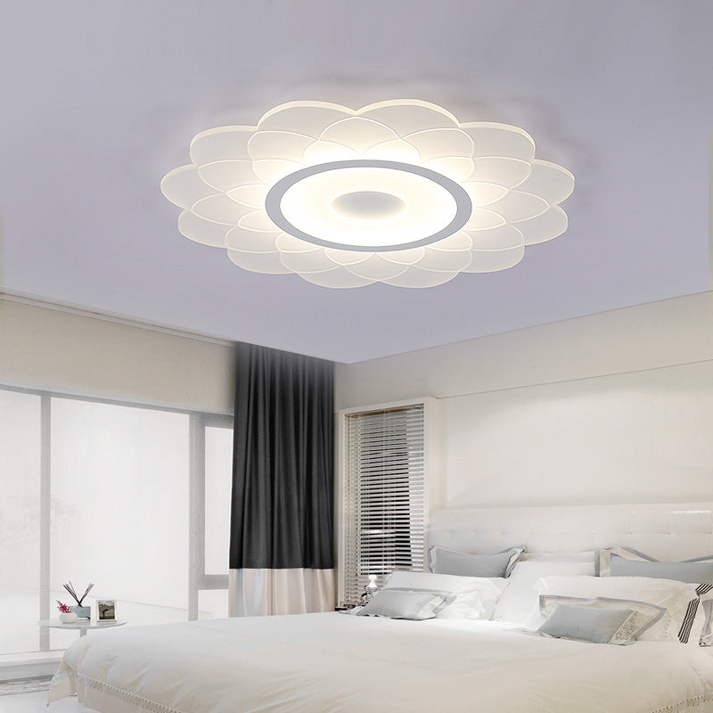 Cartoon White LED Flush Ceiling Light - Child's Bedroom Blossom Acrylic Fixture