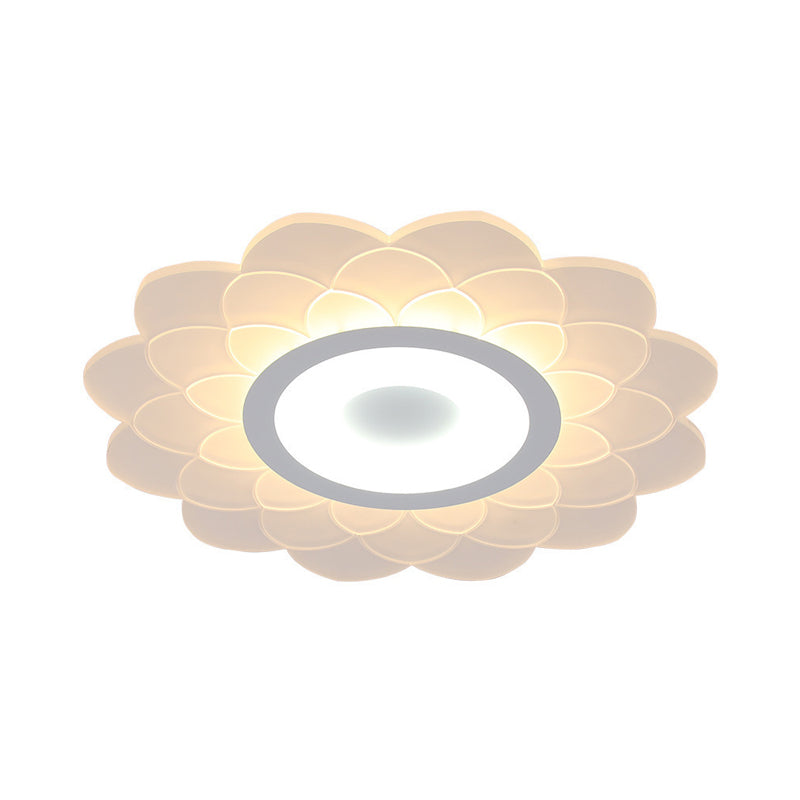 Cartoon White LED Flush Ceiling Light - Child's Bedroom Blossom Acrylic Fixture