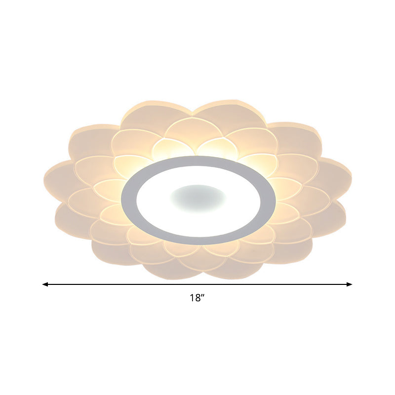Cartoon White LED Flush Ceiling Light - Child's Bedroom Blossom Acrylic Fixture