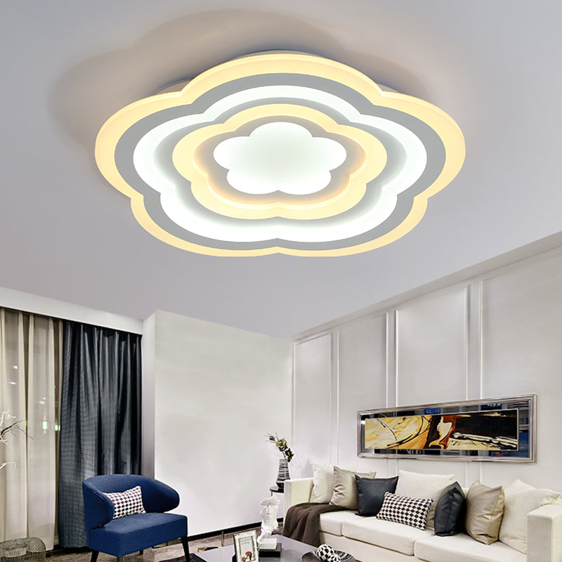 LED Floral Acrylic Ceiling Mount Light in White - Contemporary Lamp for Baby Room