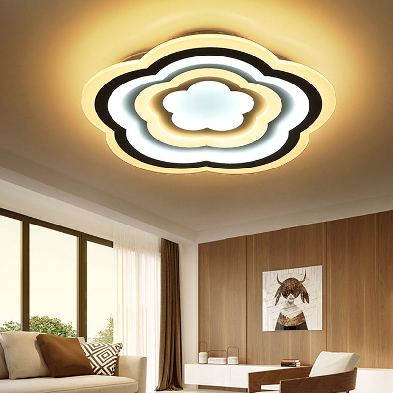 LED Floral Acrylic Ceiling Mount Light in White - Contemporary Lamp for Baby Room