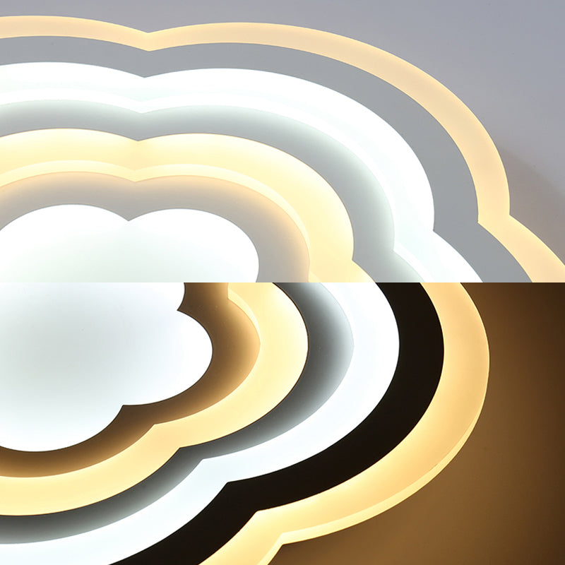 LED Floral Acrylic Ceiling Mount Light in White - Contemporary Lamp for Baby Room