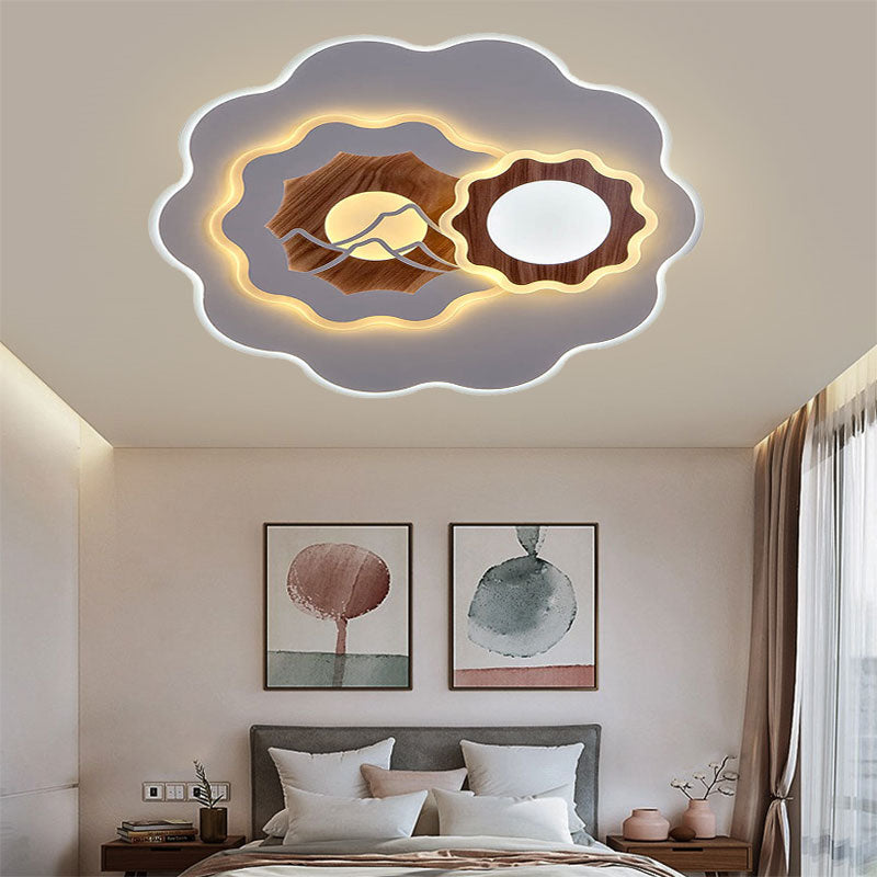 Romantic Acrylic Blossom Ceiling Mount Flush Light in White for Adult Bedroom