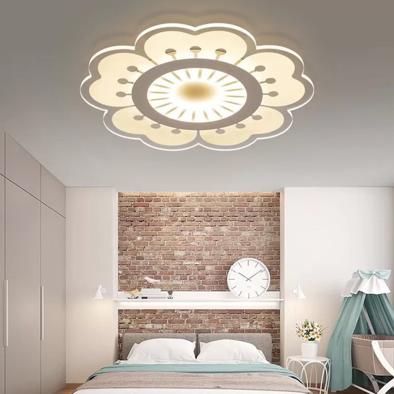 Modern Acrylic Petal LED Ceiling Light: Elegant Flush Mount for Girls' Bedroom