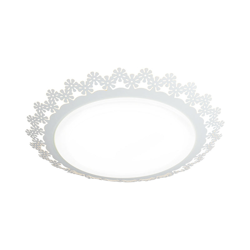Modern Acrylic LED Ceiling Light with Engraved Edge - White