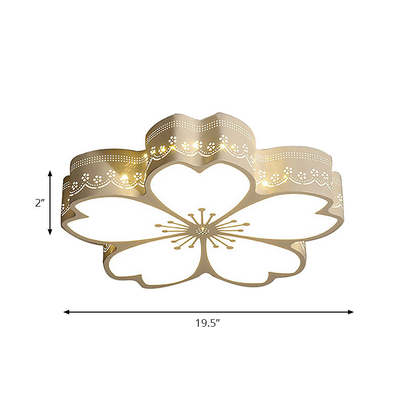 White Etched Petal Metal Ceiling Light for Kids' Bedroom or Bathroom
