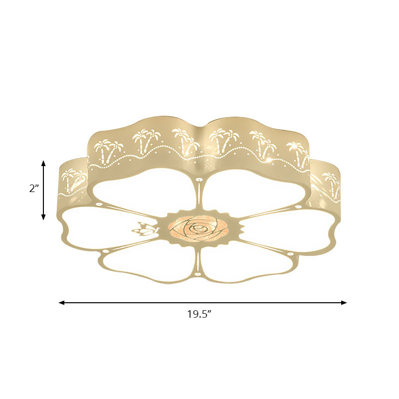 White Etched Petal Metal Ceiling Light for Kids' Bedroom or Bathroom