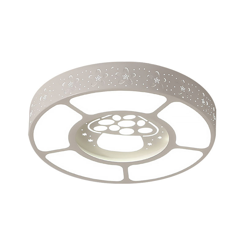 Plafonnier LED en métal blanc en forme de champignon - Plafonnier de dessin animé pour la maternelle