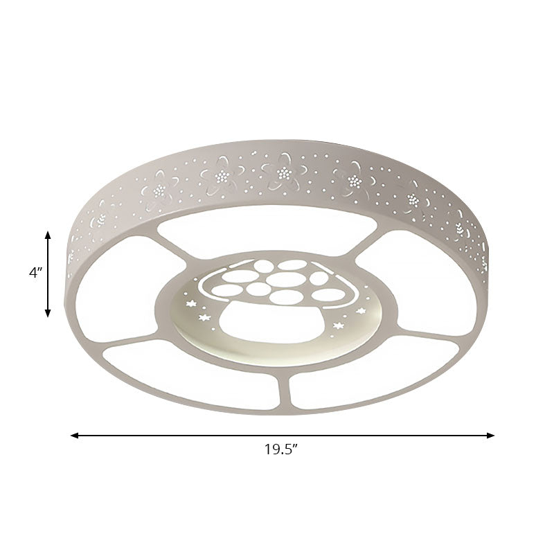 Plafonnier LED en métal blanc en forme de champignon - Plafonnier de dessin animé pour la maternelle