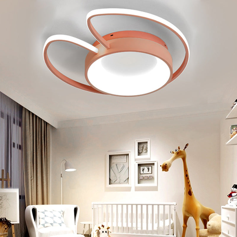 Stylish Round Macaron Flush Ceiling Light with Acrylic Wing Design for Living Room